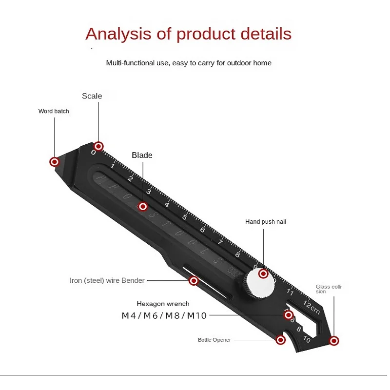 Coltello multiuso 10-in-1 coltelli per cancelleria artistica 3 cr13 tagliacarte portatile salvaspazio interamente in acciaio per l'artigianato