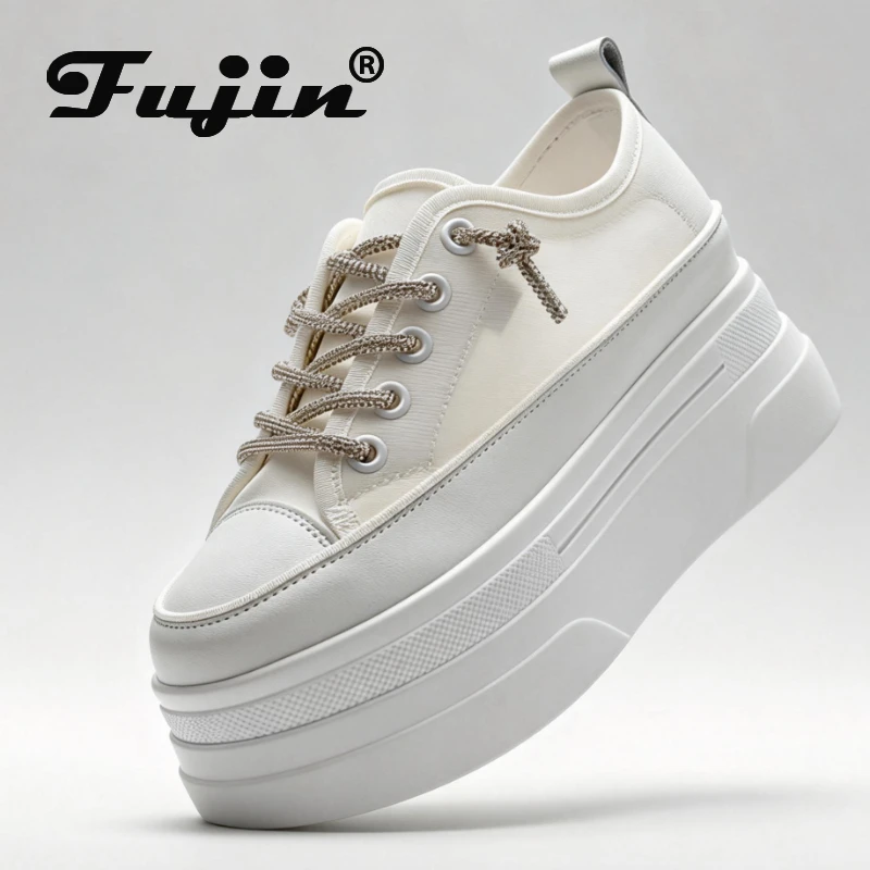 

Fujin 8cm Breathable Air Mesh Genuine Leather Women Platform Shoes Wedge Sneakers for Women Summer Shoes Fashion Sneakers