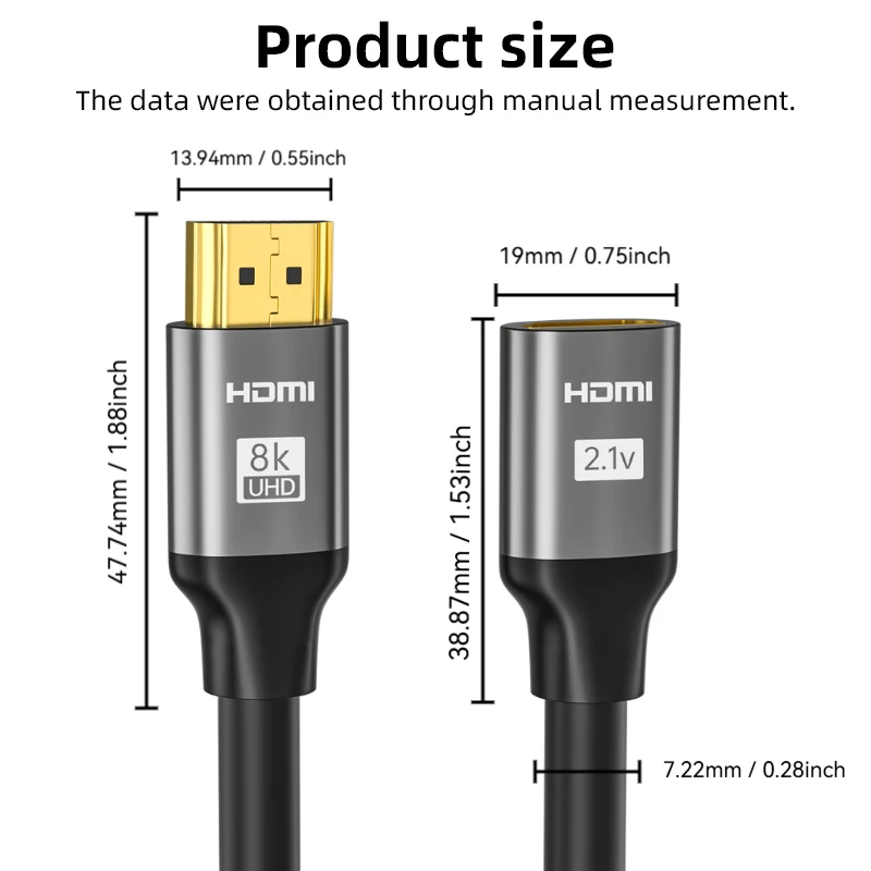 8K 60Hz Extension Cable 4K@120Hz High Speed 48Gbps 2.1 Male To Female Connector For PS5/XBox Laptop HDTV Projec.0.5M/1M/1.5M. - view 3