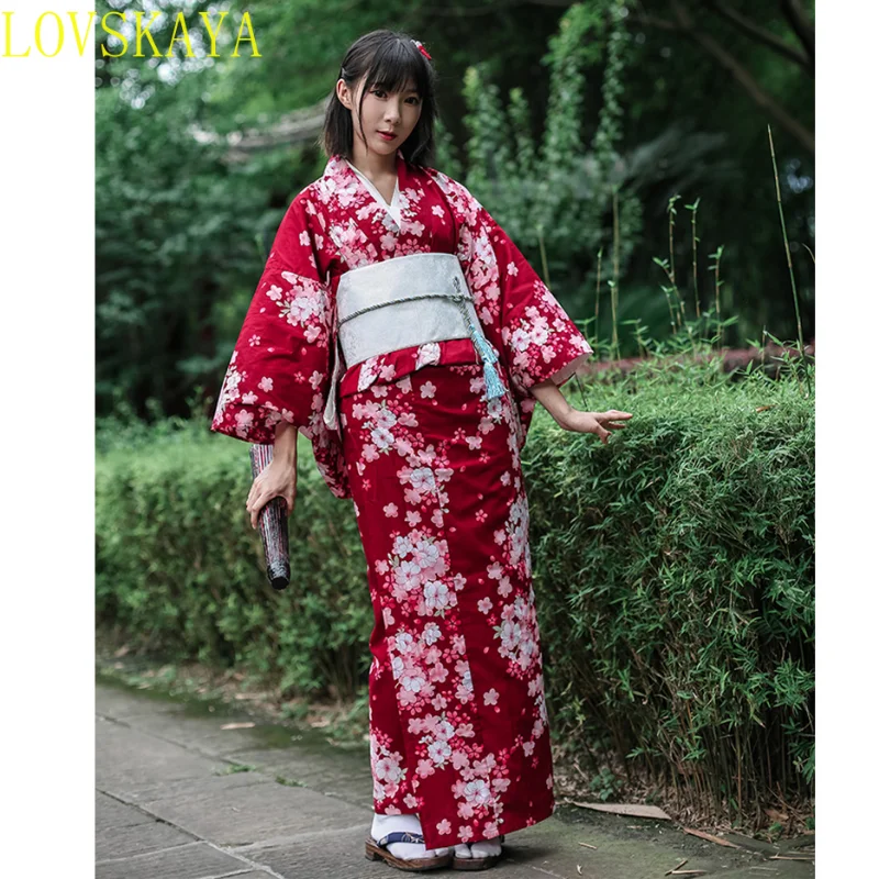 Traditional Japanese floral kimono paired with women's cotton bathrobes, women's retro role-playing costumes, evening gowns