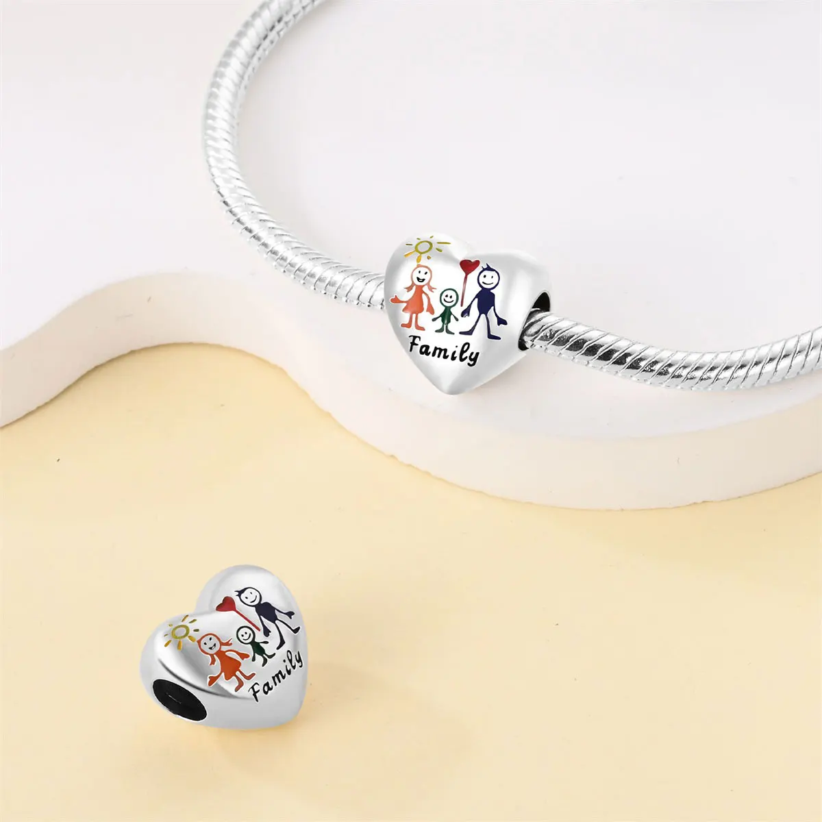 Hot Selling 925 Sterling Silver Charm Bead Eternal Little Girl and Boy Pendant Charm Bracelet Women's Jewelry Gift