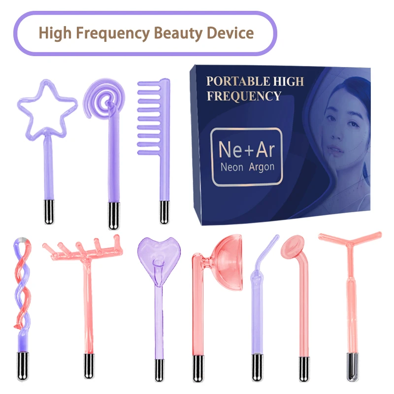 

7 IN 1High Frequency Facial Machine Skin Therapy Electrode Wand Neon Electrotherapy Glass Tube Remover Face Skin Care Device