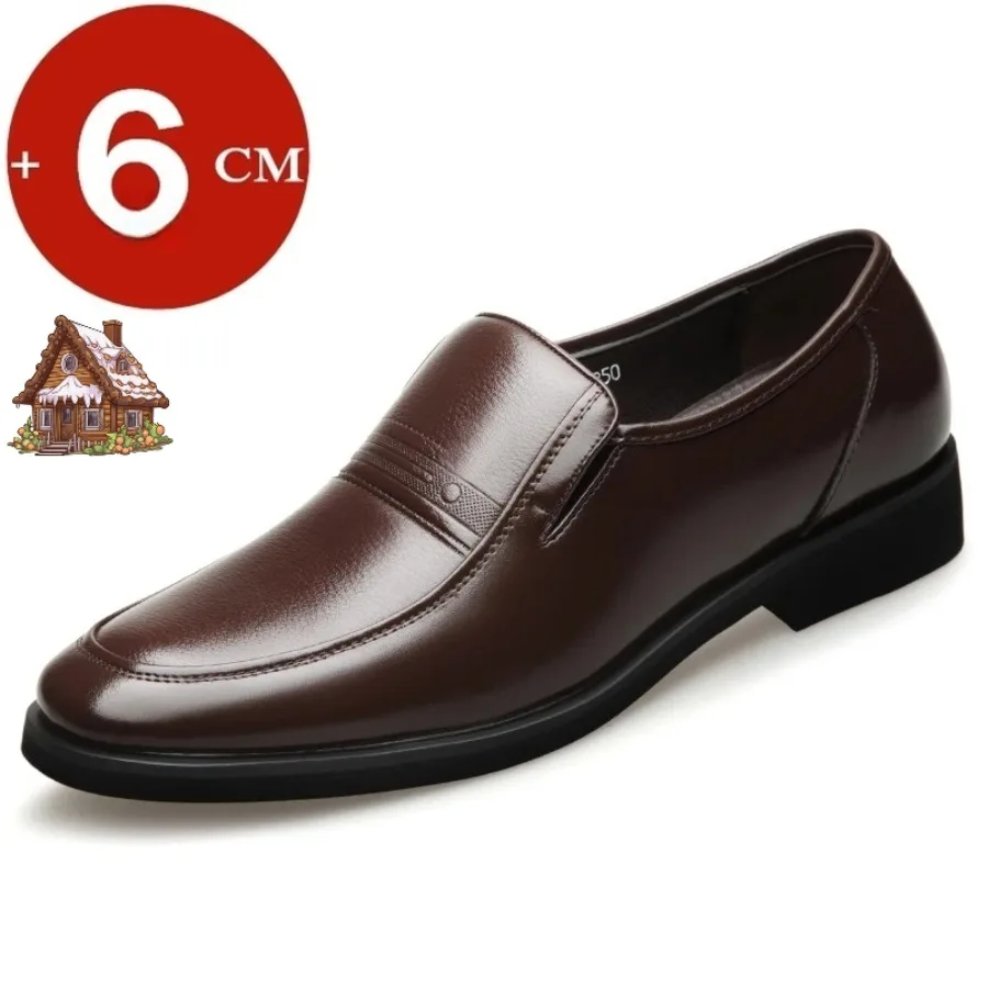 Mens 6CM Height Increase Dress Shoes Fashion Pointed Toe Business Casual Elevator Shoes Leather Oxfords Shoes Zapatos De Hombre