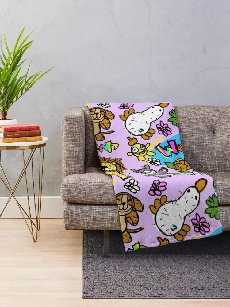 Cute and Sweet and Fun Webkinz Scribble Pals Throw Blanket Sleeping Bag Flannel Fabric Blankets