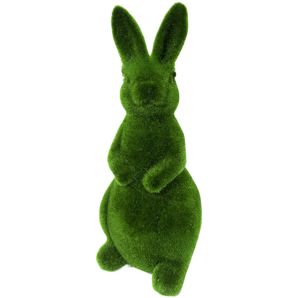 Resin Rabbit Ornament Easter Bunny Statue Easter Decoration Garden Statue Resin Construction Flocked Finish Touchable Texture