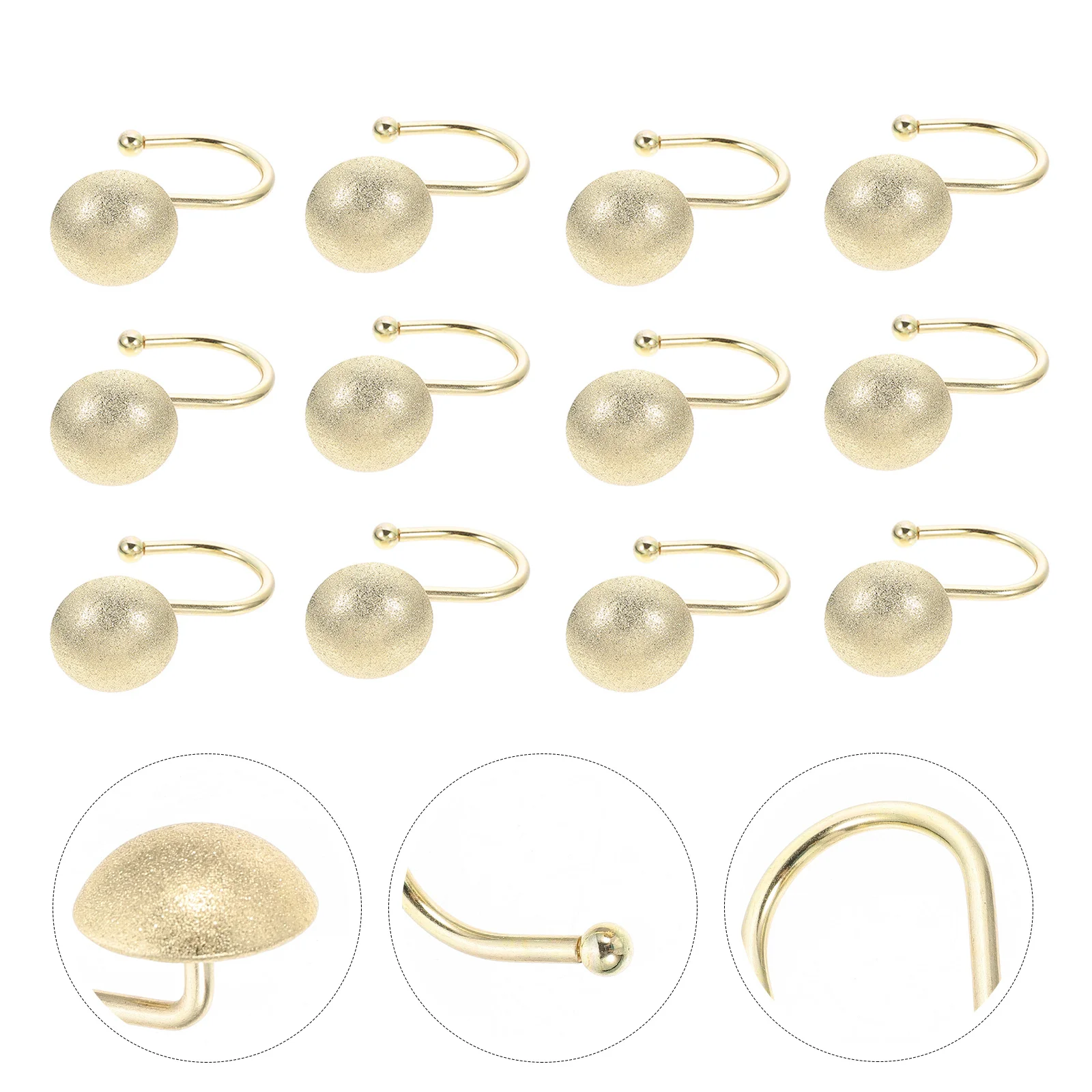 

12pcs Shower Curtain Hooks Semicircle Frosted Hanging Rings For Bathroom Zinc Iron Hangers Decorative Fixing Accessories