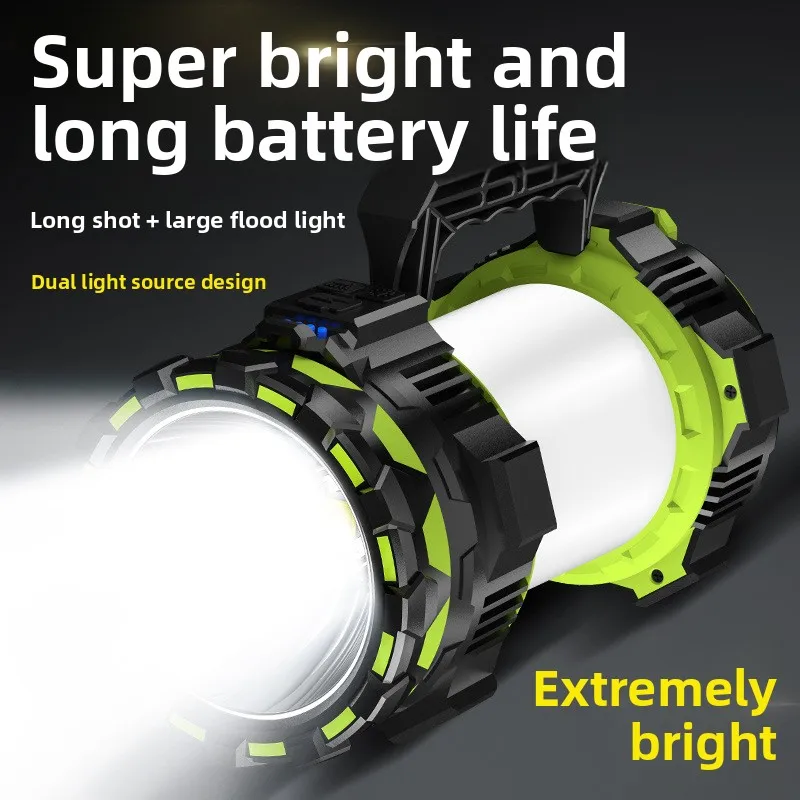 Outdoor Multi Function Handheld Search Light P50 Large Reflector Long Range Rechargeable Lamp For Camping Fishing