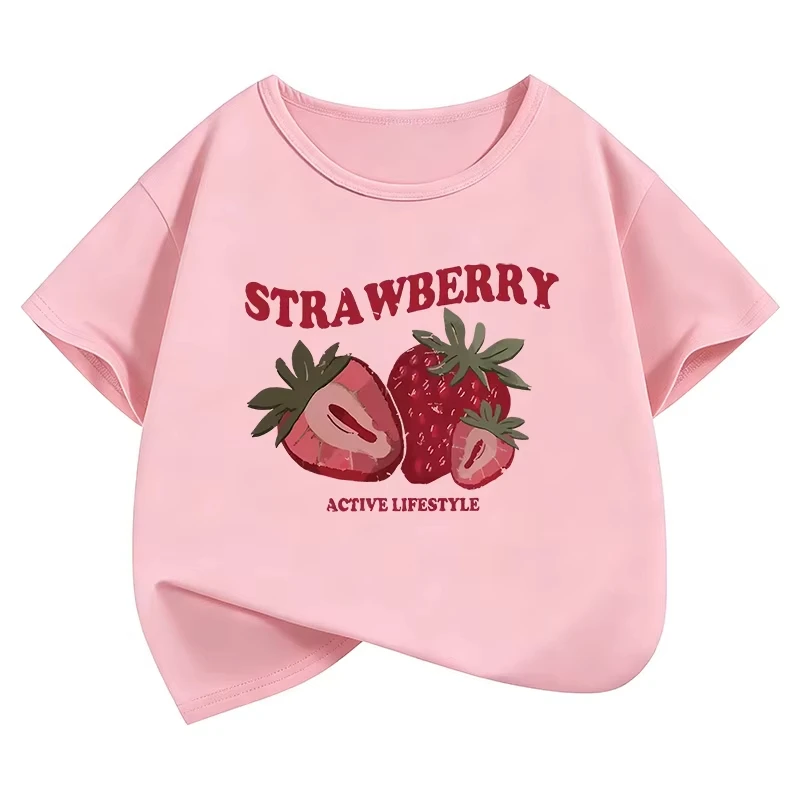 Y2k Strawberry Funny T Shirts 90s Short Sleeve Kids Children's T-shirt Boys Girls Summer Spring Casual Top Tee Shirt