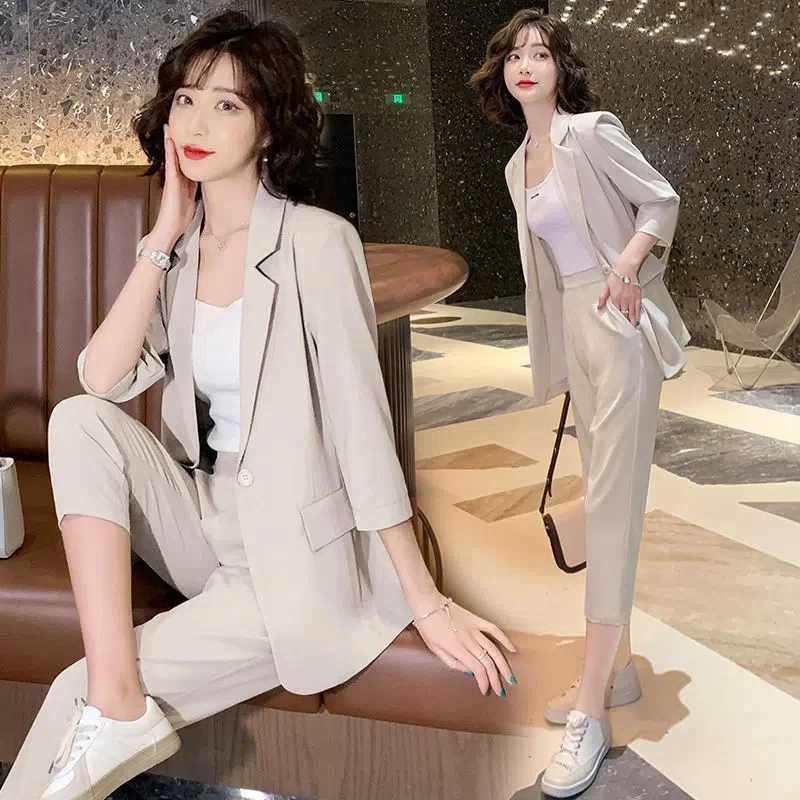 Fashionable Elegant Blazer Set Women 2024 Summer New Korean Foreign Style Casual Versatile Age Reducing Suit Two Piece Set Tide