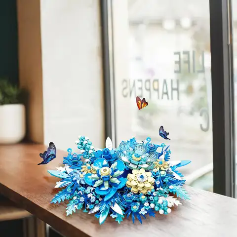 Blommor byggset, blomdekoration byggklossar monteringsleksaker för vuxna, barn, perfekta presenter till födelsedagspojkar, flickor 12 best sales blommaleksak - №12