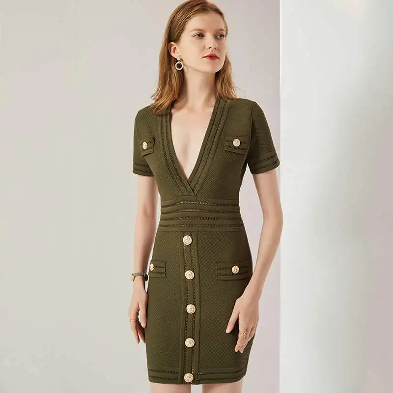 

Весенняя вязаная юбка-трапеция с V-образным вырезом, в стиле милитари, с текстурой, черная, цельная