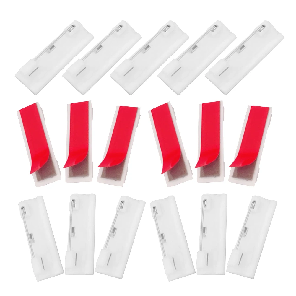 

50 Pcs Safety Name Tags 4X12MM White Adhesive Plastic Brooches for Work DIY Crafting Badge Pins Name Tag Pin Backs Self Adhesive