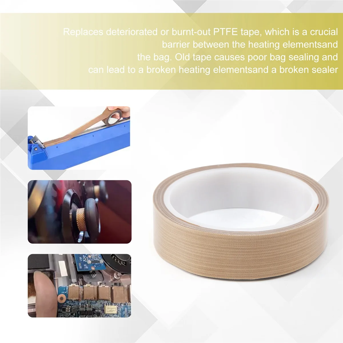 Fita PTFE quente/fita PTFE para máquina seladora a vácuo, seladoras manuais e de impulso (1 polegada x 33 pés)
