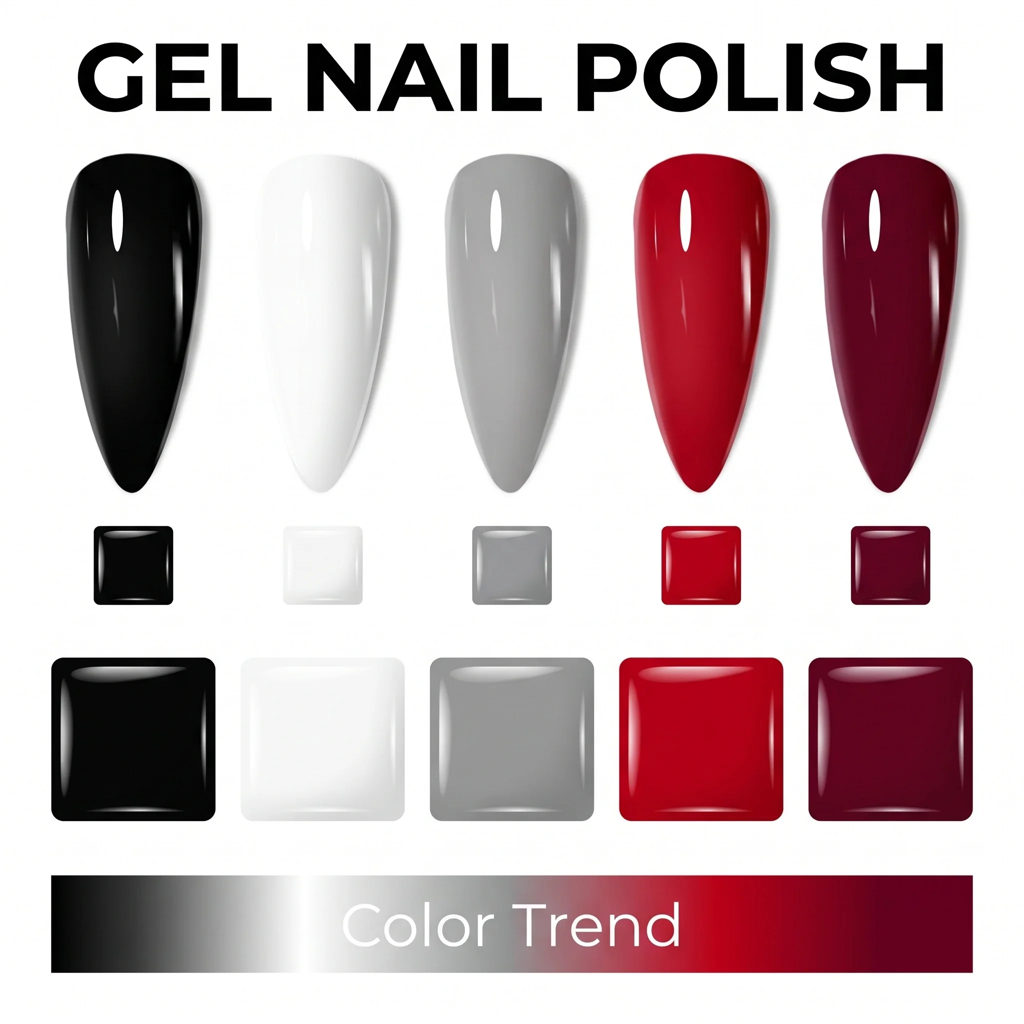 Hassleless 5Pcs Black, White, Gray, and Red Classic Basic Color Nail Polish Gel Set, Fashionable and Versatile Color Scheme, Suitable for Daily Use, Holidays, and Dates, High-End and Simple, Salon Nail Art Diy, Essenti