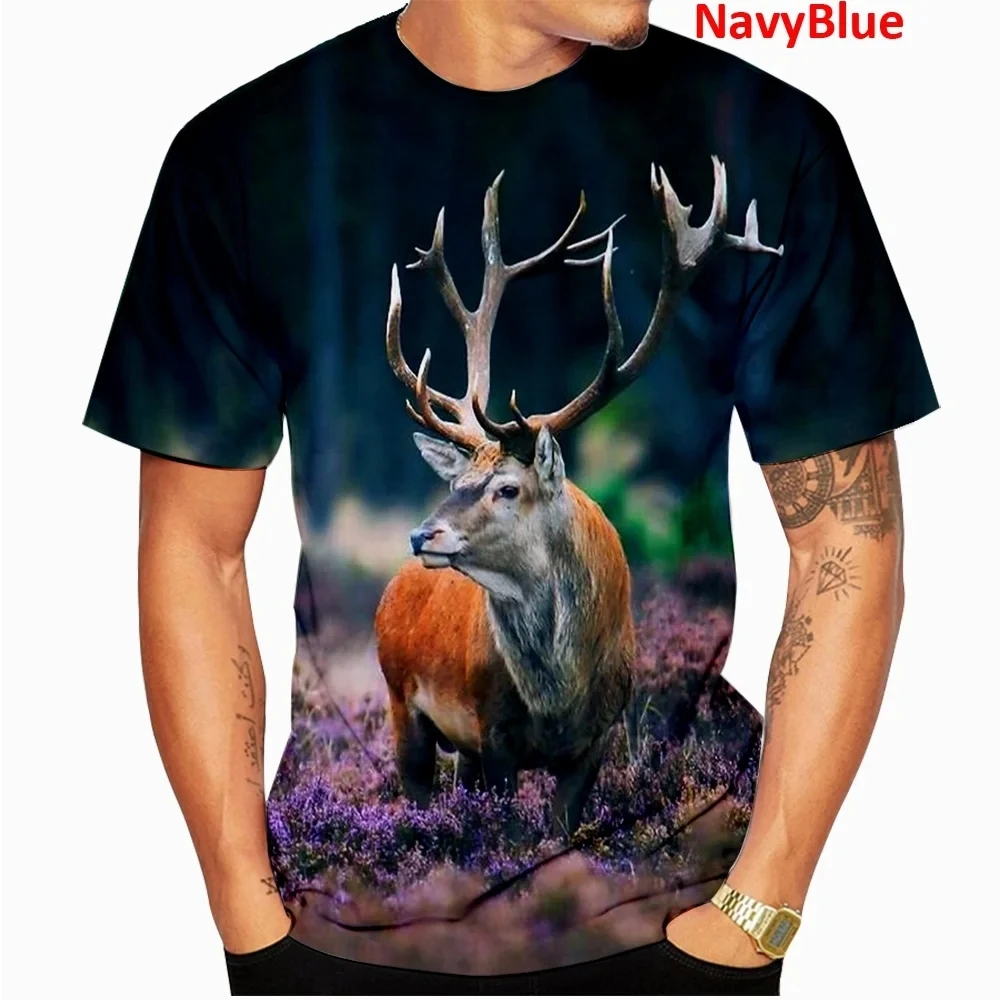 Men's Fashion Deer Hunting Camo 3D Printed T-shirt Men's Leisure Round Neck Short Sleeve T-shirt Plus Size Comfortable Top image 4