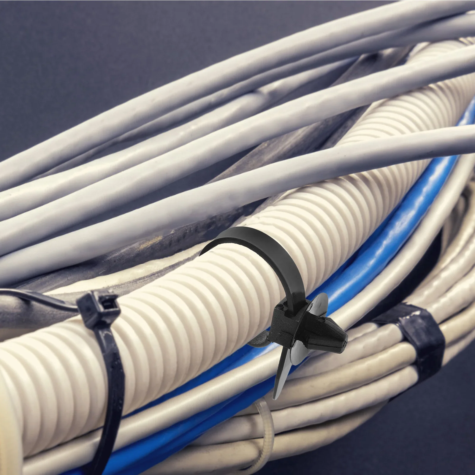 50개입 고강도 푸시 마운트 와이어 타이 나일론 케이블 지퍼 타이 내열성 조절 가능한 케이블 타이 마운트 푸시 클립 와이어