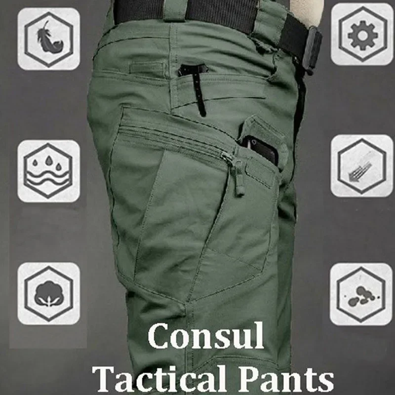 Military Men Fight Train Tactical Pants Outdoor Multiple Pockets Practical Vintage Casual Sports Wide Cargo Trousers XT400