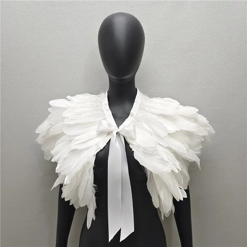 Feather Shoulder Cape Feather Shawls For Women Cloak Party Coat Feather Punk Gothic Accessories Halloween Prom Clothes