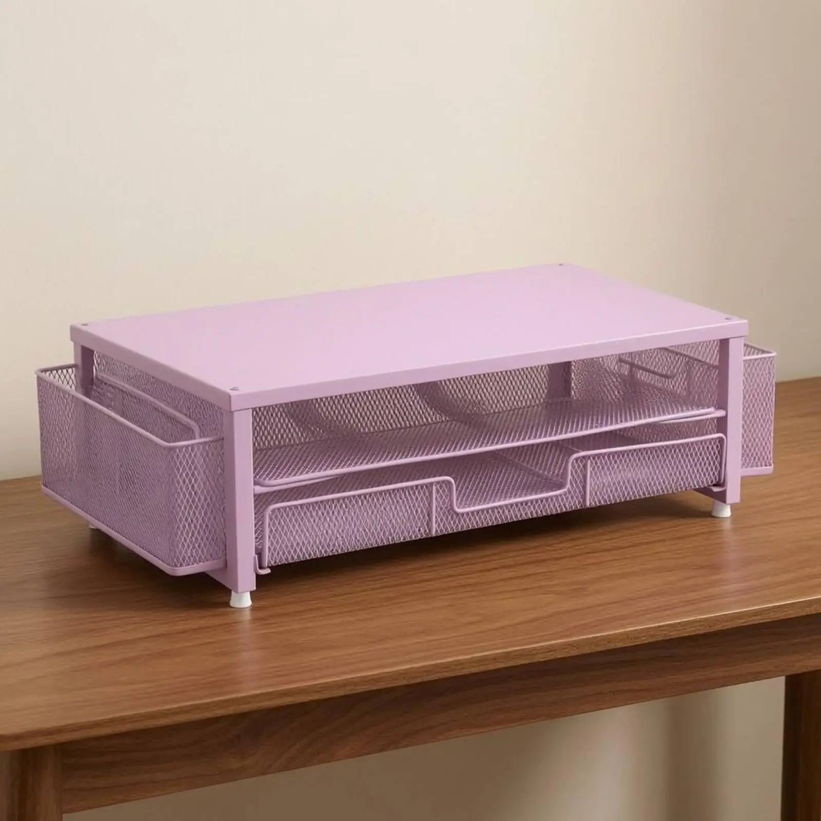 Monitors Stand Riser Organizer Mesh Display Riser with Drawer Metal Desktop Organizer