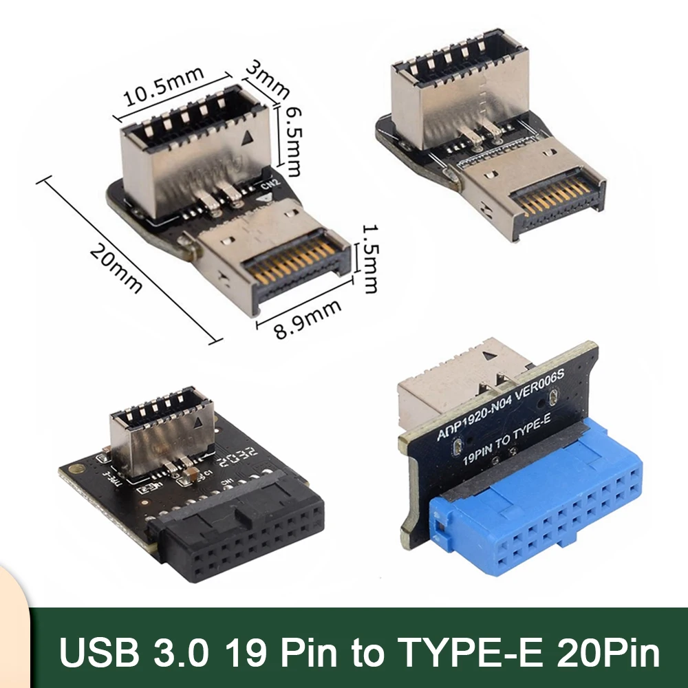 USB 3.0 Type C Front Panel Socket 19 Pin to TYPE-E 20Pin Header Extension Adapter for ASUS Motherboard - USB3.1 External Interfa