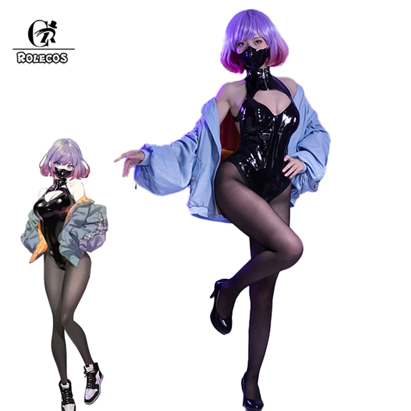 

ROLECOS Astrum Design Mask Girl Luna Cosplay Costume Sexy Bodysuit Women Luna Costume Halloween Full Set with Jacket Coat