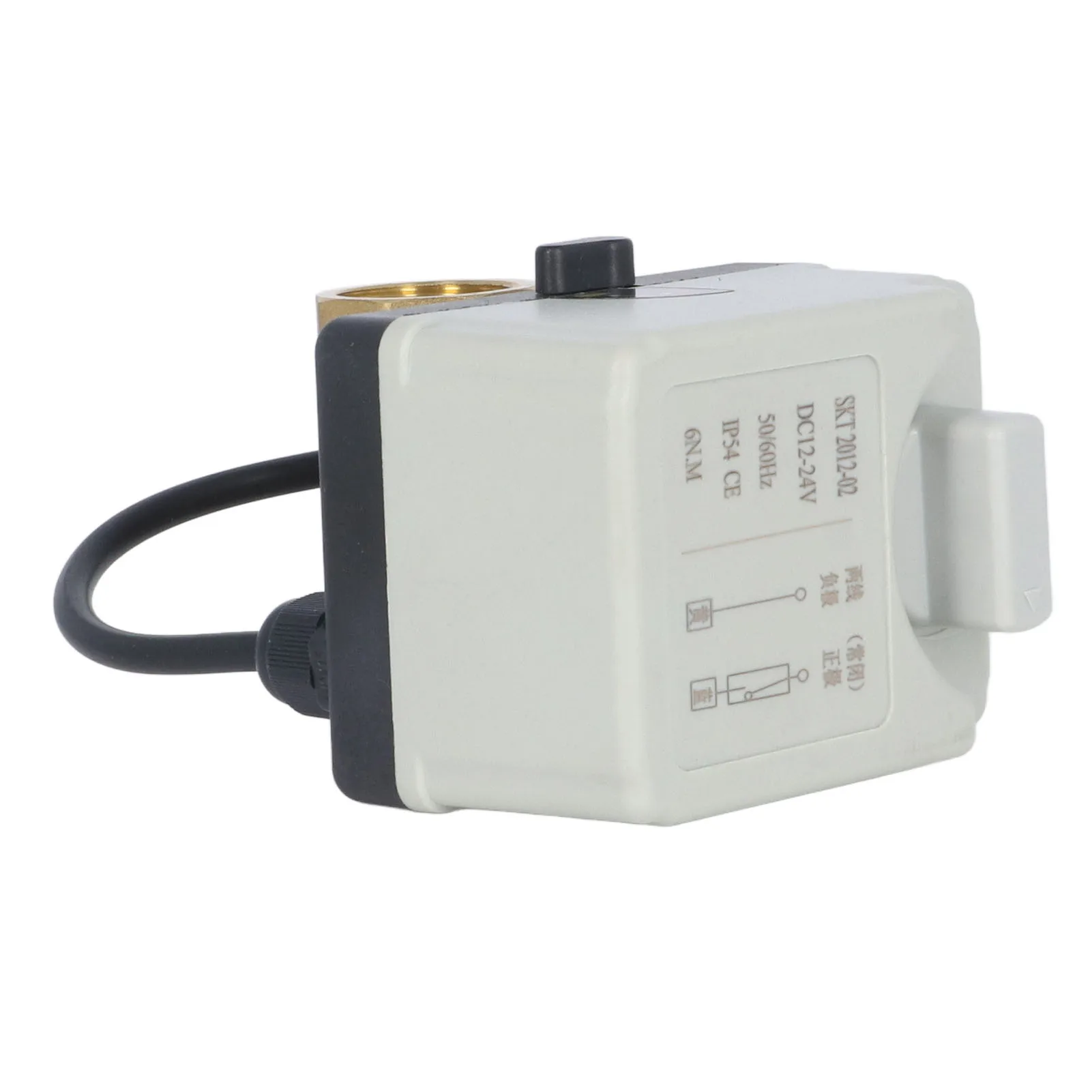 Válvula de esfera motorizada normalmente fechada IP54 Corpo de latão ABS Shell Válvula de esfera elétrica de 2 vias DC12-24V DN20 Válvula de esfera de 3/4 polegadas