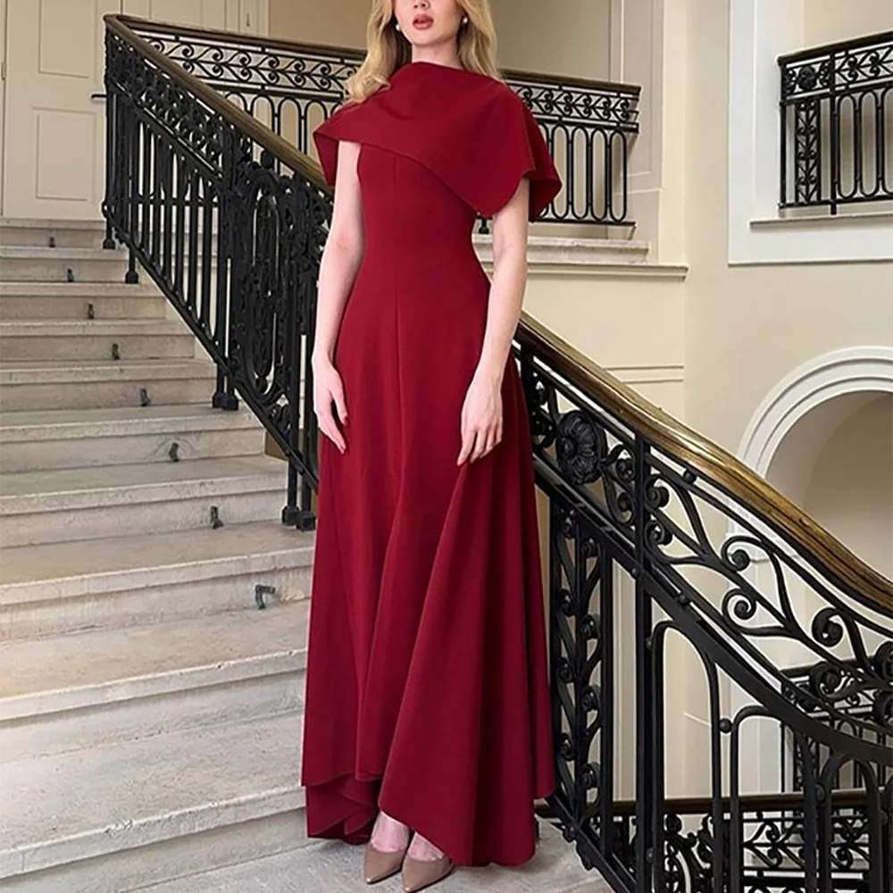 

Vintage Evening Dress Shawl Sleeveless A-Line Party Gown Draped Floor-Length Women Pageant Red Carpet Event Prom Gown Customized