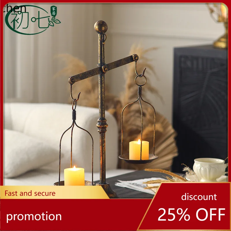 

Zml desktop candle holder - vintage iron art, distressed finish, holiday decorative candlestick