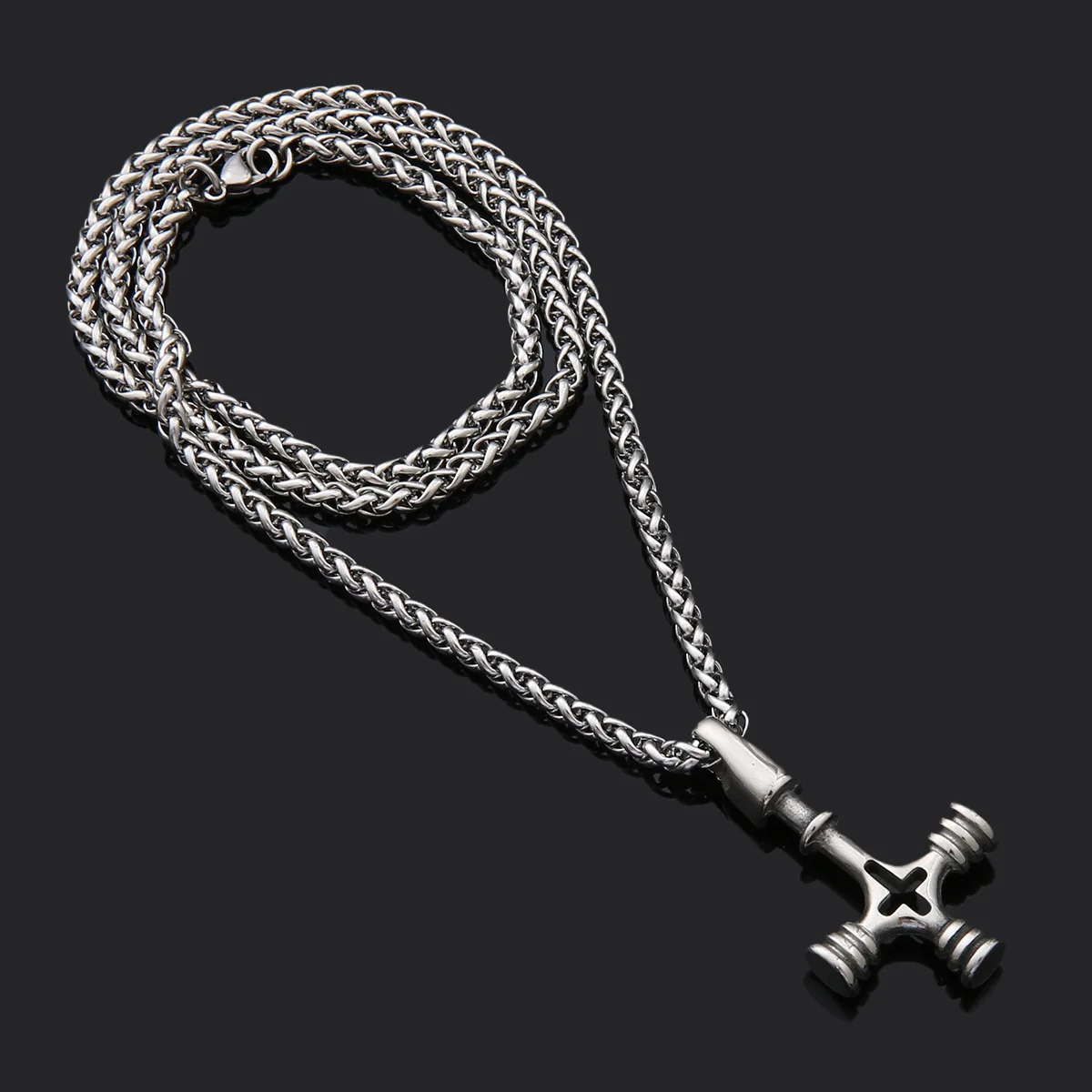 Viking Vintage Cross Pendant Necklace Stainless Steel Dragon Head Pendant Accessories Viking Jewelry