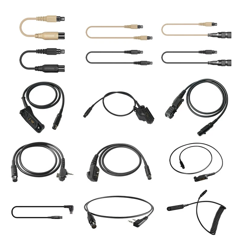 FCS-TACTICAL AMP Tactical Headset V20 V60 PTT Connects Cable Adaptor，Connector Standard KN6 to BAOFENG KENWOOD TYT