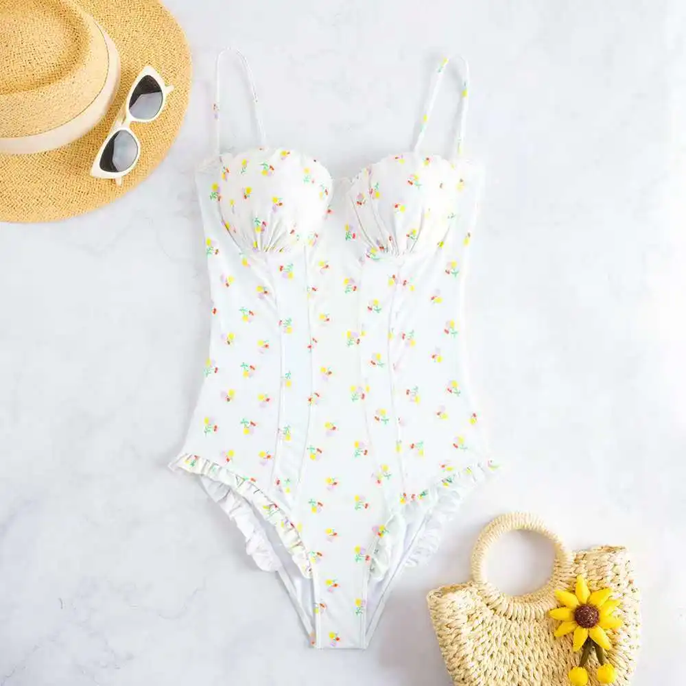 Push Up One Piece Swimsuit Female 2026 Swimwear Women Slim Bathing Suits Summer Beach Wear Frill Monokini Swimming Suit Black view 5