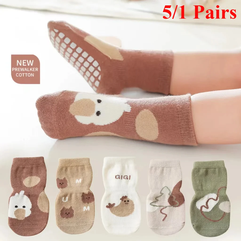 

5/1 пара детских носков-тапочек, милые короткие хлопковые носки с героями мультфильмов, противоскользящие кавайные детские аксессуары унисекс для девочек и мальчиков