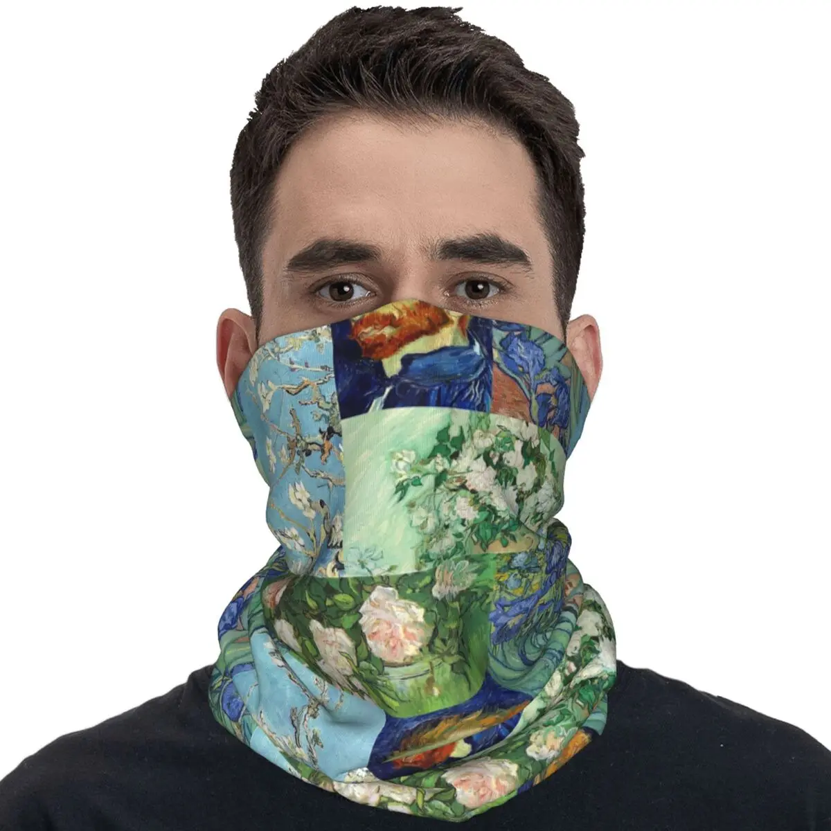 Collage Of Vincent Van Gogh Famous Bandana Fashion Punk Cycling Mask Protection Balaclava Pattern Soft Motorcycle Tactical Mask