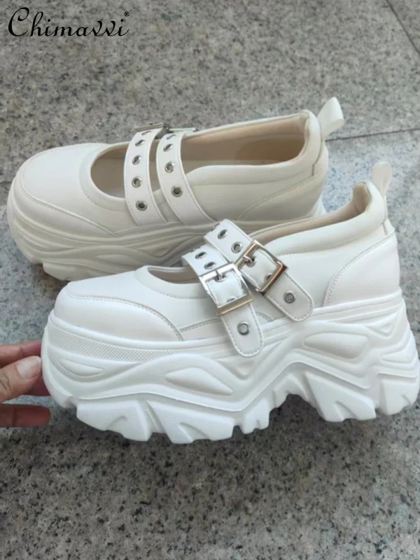 

Japanese Mass-produced Buckle Shallow Mouth Sports Shoes Muffin 2025 Autumn New Harajuku Ballet Thick-soled Mary Jane Shoes
