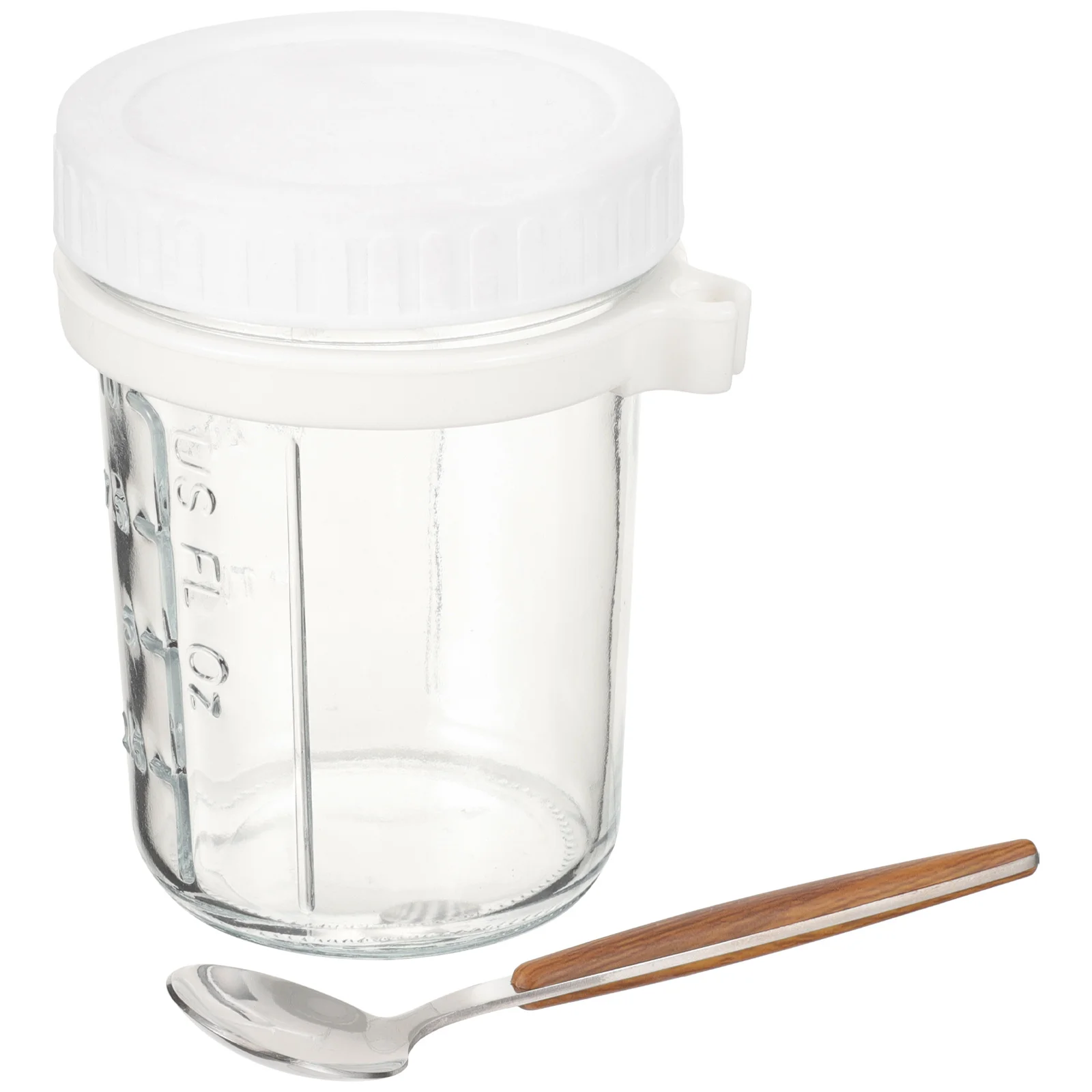 برطمان زجاجي لكوب الإفطار سعة 350 مل للشوفان طوال الليل مع غطاء وملعقة حاوية تخزين طعام متعددة الوظائف قابلة لإعادة الاستخدام وخالية من مادة Bpa #5