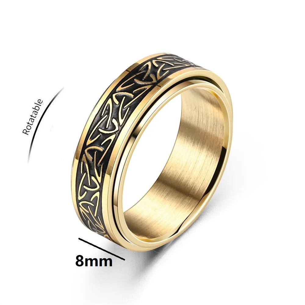 Viking Keltischer Knoten Rune Ringe Für Männer Rotierenden Edelstahl Anti Stress Angst Relife Spinning Ring Anillo Antiestres