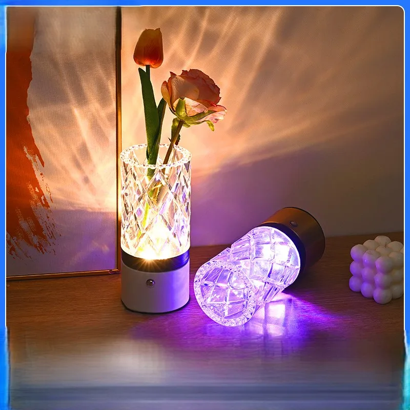 

Charging Vase Atmosphere Metal Acrylic Creative Night Light Touch Living Room Crystal Light Decorative Desk Lamp