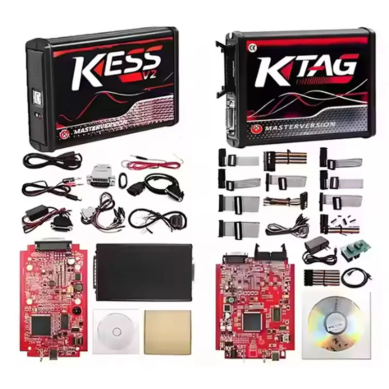 

OBD2 Car Trucks ECU Chip Tuning Kit ECU Programmer Tool Kess KTAG V2 Red PCB No Token Limited Diagnostic Tool Car Accessories