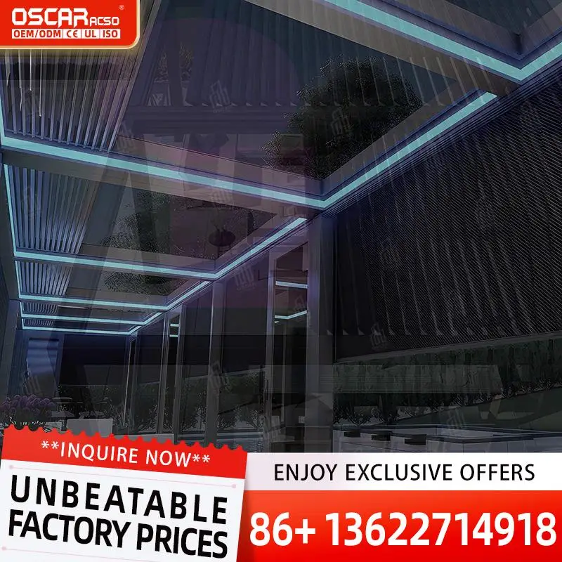 Large Retractable Canopy Sun Shade Aluminum Automatic Patio Garden Pergola for Backyard Poolside Balcony Retractable pergola