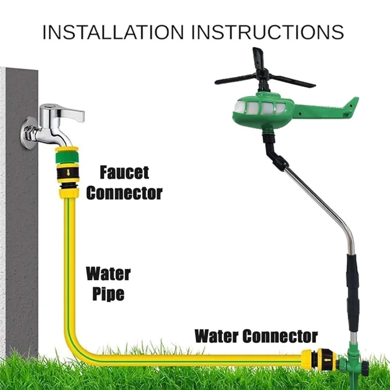 

B50C Aircraft Design Garden Hose Sprinkler 360-Degree Rotating Helicopter Water Sprinkler For Courtyard And Garden Irrigation