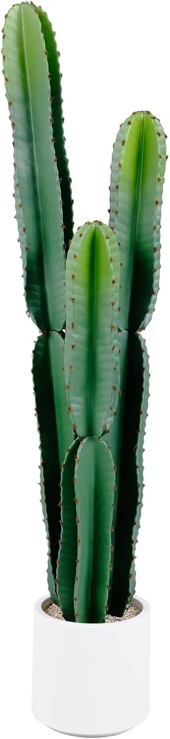 

Большой искусственный кактус длиной 4 фута с белым декоративным горшком, 48-дюймовые реалистичные искусственные растения для помещений, реалистичные искусственные растения кактуса