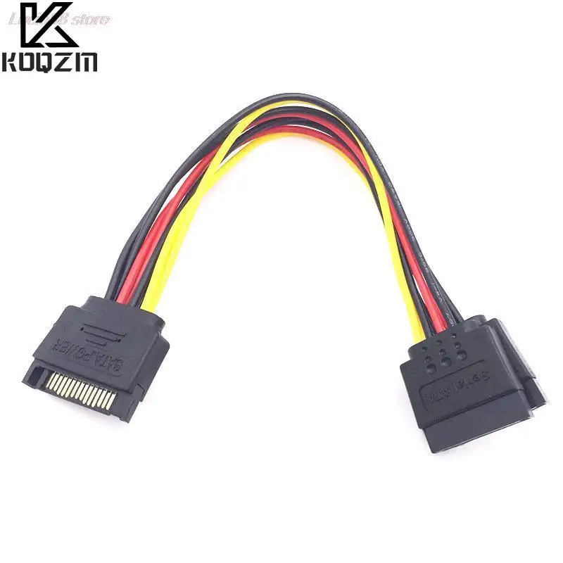 Hard Disk Power Cabo de Extensão, SATA II, macho para 2 Feminino, 15Pin Poder, HDD Splitter, Y 1 a 2