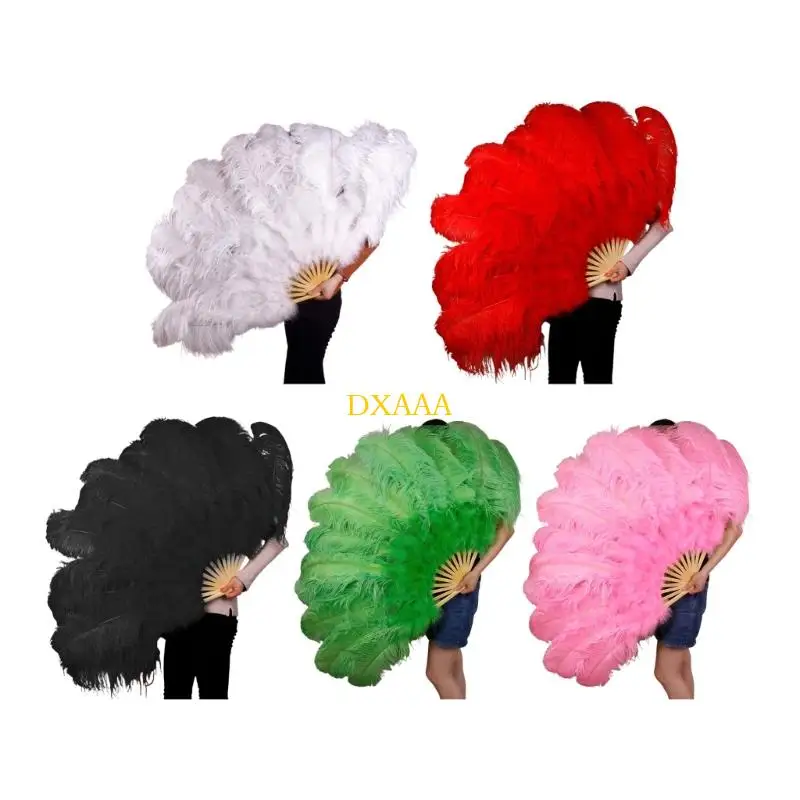 

DXAA Furry Hand Fan For Stage Performances Foldable Design With 13 Bamboo Bone Party Dance Props Halloween Gift