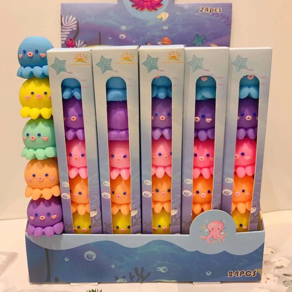 Cute Assembly School Office Supply Highlight Mark Stationery Octopus Marker Pen Writing Tool Highlighter Fluorecent Pen