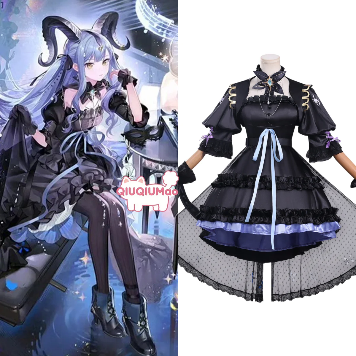 

Game Arknights Cosplay Costume Anime Togawa Sakiko Role Playing Black Stage Dress Outfit for Women Comic Con Headwear Tail Suits