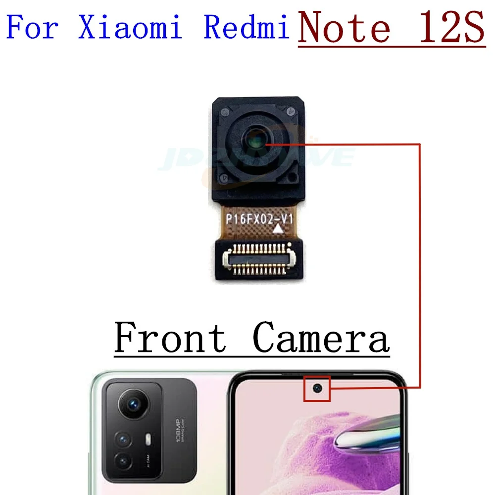 Rear Camera For Xiaomi Redmi Note 12s Back Main Ultrawide Macro Front Camera Module Flex Cable Spare Parts