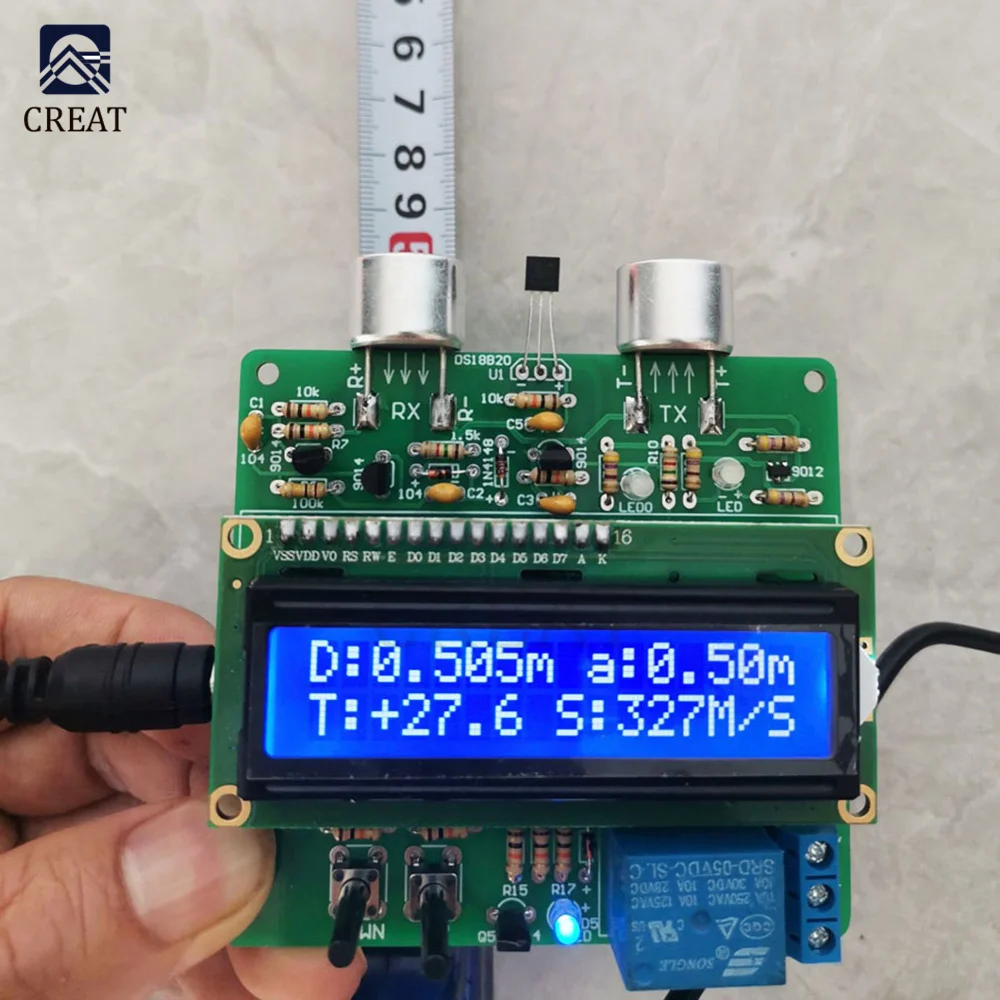 51 Single-chip Ultrasonic Rangefinder Module DIY LCD Display Ultrasonic Distance Measurement Control Board Rangefinder