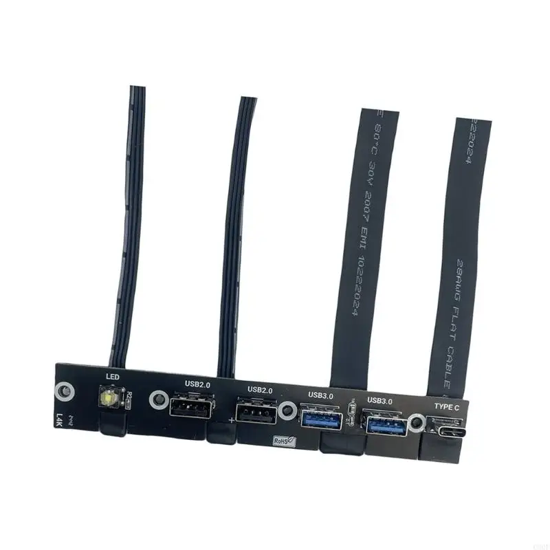 C90F USB3.0 اللوحة الأمامية لوحة 2-PORT USB3.0+2 PORT USB2.0+1-PORT TYPE C 20G LED
