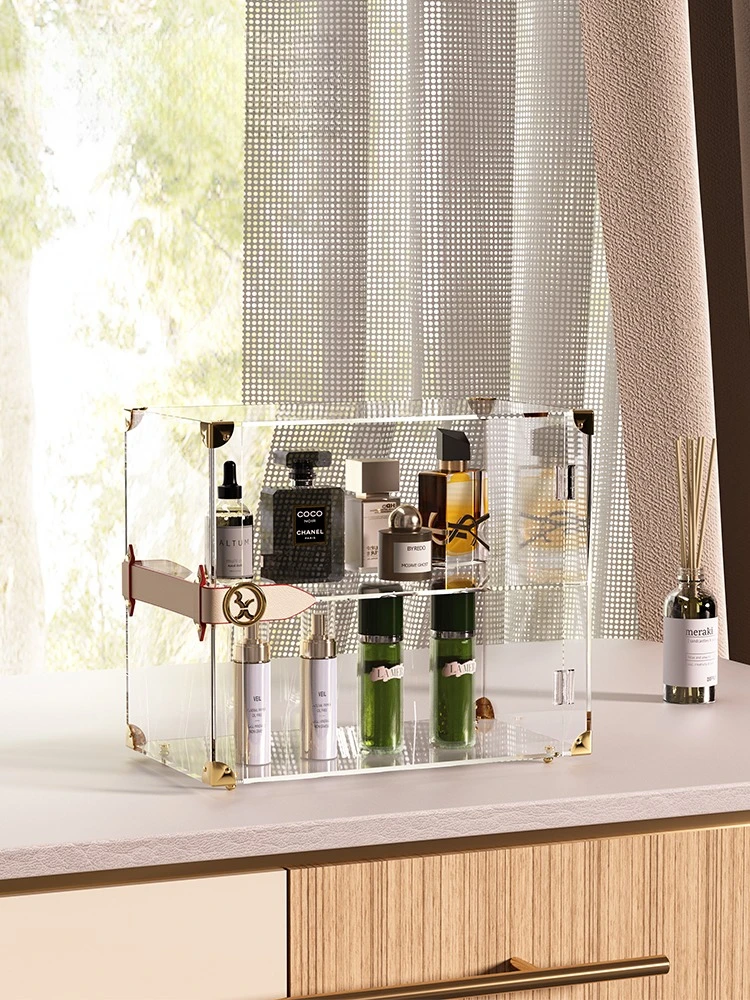 Cosmetics storage box, acrylic, dresser, desktop, large capacity, skin care product dust rack