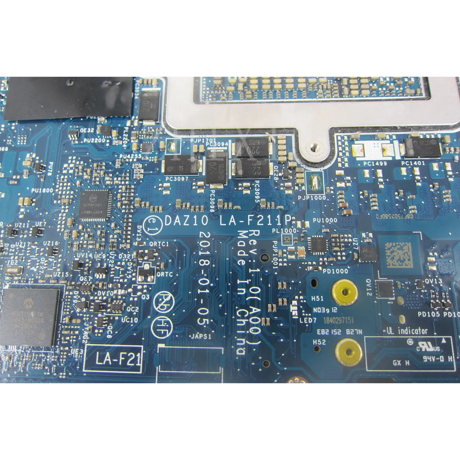 Placa-mãe para dell xps 15 9575, com i5, i7, 8ª geração, cpu, 8 go ram, daz10, la-f211p, teste completo